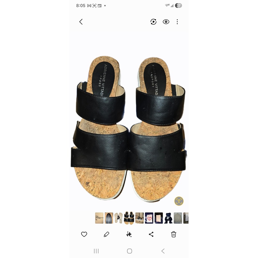 Adrianne Vittadini black sandal with cork sole and sport‎ base sz 9